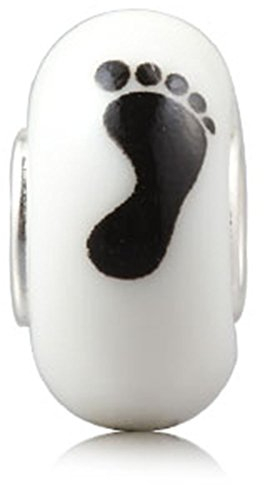 Abalorio de plata de ley 925 con diseño de huella de cristal de Murano para pulsera Pandora, Vidrio Plata de ley Plata, Glass