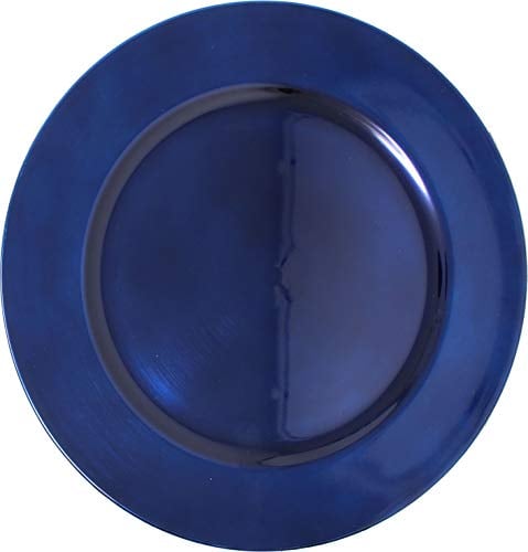 Ms Lovely Metallic Foil Charger Plates - Set of 6 - Made of Thick Plastic - Dark Blue