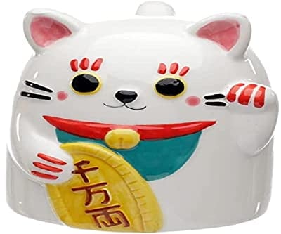 Puckator Maneki Neko Lucky Cat Upside Down Ceramic Shaped Tea Coffee Mug - Funny Home Accessories - Cute Gifts for Girlfriend - Large Mugs for Men Women Hot Drinks - Cups Presents - Secret Santa Gift