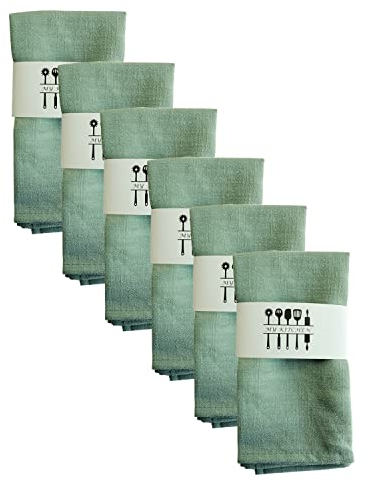 6er Set Stoffservietten Leinenservietten Baumwolle 100% Natur Tischdekoration Küche Esstisch Abendessen Cafe Restaurant 40*40CM Familienessen Hochzeiten Cocktail Startseite Weihnachten (Grün)