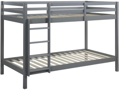 Vente-unique-Etagenbett - 2X 90 x 190 cm - Kiefer massiv - Grau - ANICET II