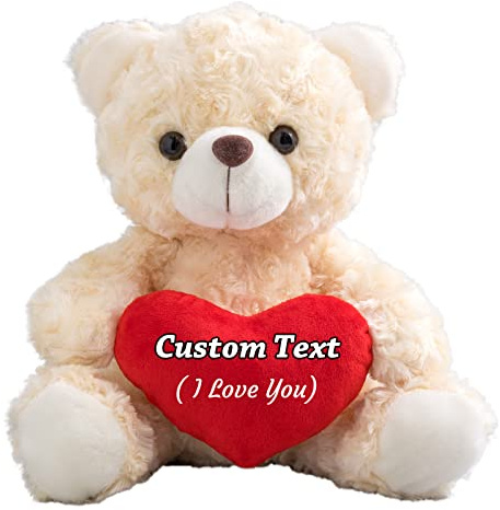MeterBear Personalisierter Teddybär mit Herz, Teddybär mit Text Auf Herz, ValentinsGeschenke für sie Geschenke für Frauen Weihnachten Geburtstagsgeschenk für ihn Es Mir Leid Geschenke für sie (20cm)