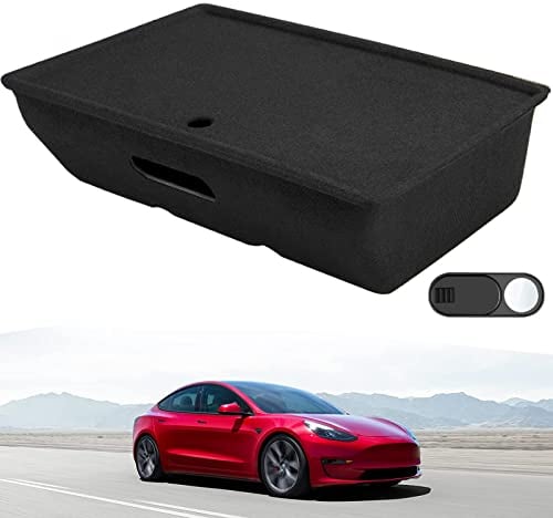 FanpBow Tesla Model Y Sitz-Organizer Box Aufbewahrungsbox unter dem Sitz Organizer unter den vorderen Sitzen verstecktes, Under Seat Organizer für Tesla Model Y Zubehör 2024 2023 2022 2021 (1 Stück)