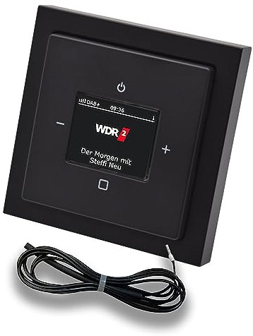 Busch Jäger DAB+ (DAB PLUS) Unterputz Radio (8215U-101) Future Linear Anthrazit, Komplett-Set 8215 U – 101, Rahmen und Radioabdeckung + 0,9 m EBROM Wurfantenne zur Empfangsoptimierung