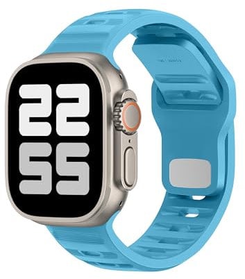 ELETTRONEO UC1 Straps for Apple Watch Band Silicone series Ultra 2 49mm, Series 10 46mm, 9 8 7 45mm 41mm, SE 6 5 4 44mm 40mm, 3 2 1 42mm 38mm Men Women iWatch, Ocean Blue