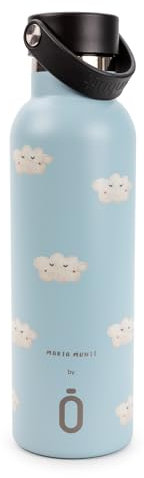 Botella Agua Térmica en Acero Inoxidable con Recubrimiento Interno Cerámico. Sin Sabor Metálico. Color (Nubes Selva)