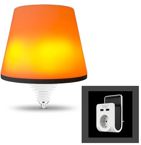 REV LAMPRUSCO FLAME SPARSET Akku Flaschenlampe kabellos, Touch, 130lm, 2W, 4000mAh - dimmbar, IP54 + USB Ladegerät mit 2x USB-A, 2,1A und Ablageschale
