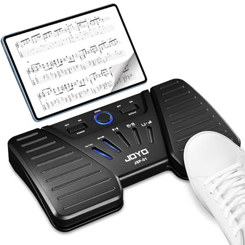 JOYO Pedale wireless Bluetooth per girare le pagine, ricaricabile, per spartiti, tablet, telefoni, iPad, controllo a mani libere per musicisti, presentatori, insegnanti (SP-01)