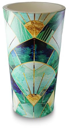 Septe Maison Deluxe Vaso da Arredamento Interno in Eco-Pelle - Vaso da Fiori Made in Italy Artigianale con Design Moderno e Unico Ø 33 cm x H 61 cm (Pelle sintetica, Emerald)