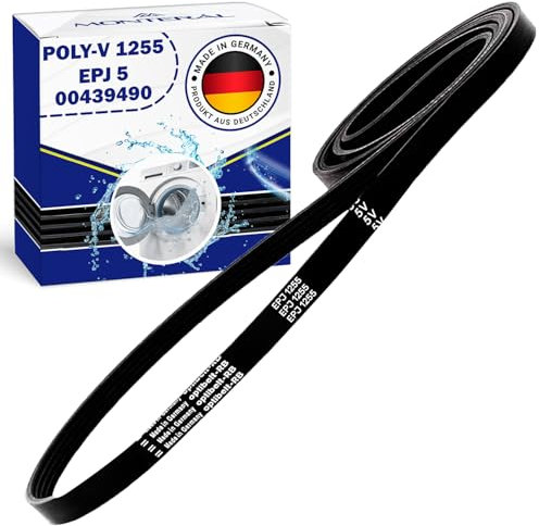 Courroie Machine a Laver Poly-V 1255 EPJ 5 avec le Code Original 00678915 678915 00439490 439490 pour Bosch pour Siemens - MADE IN GERMANY - Garantie de 10 Ans - MONTERAL