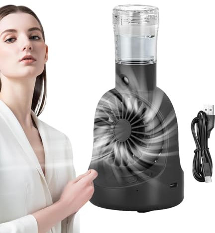 Muuzebsy Ventilateur à brume d'eau – Ventilateur USB réglable pour dessus de table, appareil de refroidissement portable à faible bruit pour camping, chambre, salon, voiture, voyage, pique-nique