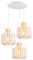 iDEGU 3-flammig Pendelleuchte Retro Vintage Hängelampe aus Holz Metall Industrie Lampe Käfig Lampenschirm E27 Deckenleuchte Moderne Hängeleuchte für Wohnzimmer Küche Esszimmer Cafe (Rondell, Weiß)