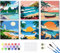 Lxmsja 6 Pièces Peinture par Numéro avec Cadre, Paysage Colorés pour Adulte et Enfant, Loisirs Créatifs avec Pinceaux, Activité Manuelle, 20x20cm