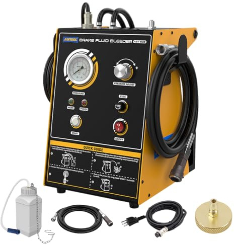 AUTOOL Spurgo Freni Auto, 220V Attrezzo per Spurgo Automatico, Pressione Regolabile, Kit Cambio Liquido Freni e Frizione con Adattatore (AST 603)
