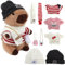Lotvic Capybara Kuscheltier, 23cm Capybara Plüschtier, Niedlichen Capybara Plushie mit Kleidung Taschen Hüte Schals, Simulation Tier Capybara Puppen, Capybara Plushie Puppen für Home Deko Kinder