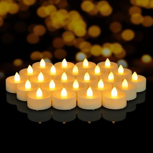 7LinRay 12 Pack Flameless LED Tea Lights Flickering Battery Operated Tea Lights Candles, Electric Fake Tealights Candles for Wedding, Festival, Halloween, Party, Home, Table Decor