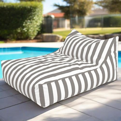 Sitzsäcke Schwimmender Sitzsack For Pool - King-Size-Outdoor-wasserdichter Oxford-Sitzsackbezug, Schwimmt Liege Ohne Füllstoff, Gestreifter Outdoor-Strand-Pouf, Sitzsack, Schlafsofa(Light grey)