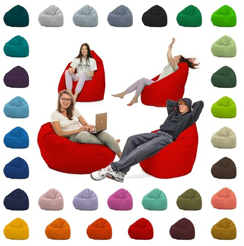 GlückBean Sitzsack XXL – Beanbag für Kinder & Erwachsene – In & Outdoor geeignet – Wasserabweisend & pflegeleicht – Gefüllt mit hochwertigen EPS-Perlen – Ideal zum Gaming & Entspannen (Rot, XL)