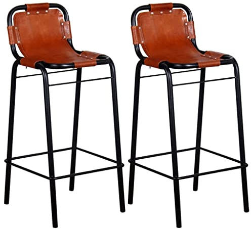 vidaXL 2X Barhocker Echtleder Barstuhl Tresenhocker Küchenhocker Hocker Stuhl