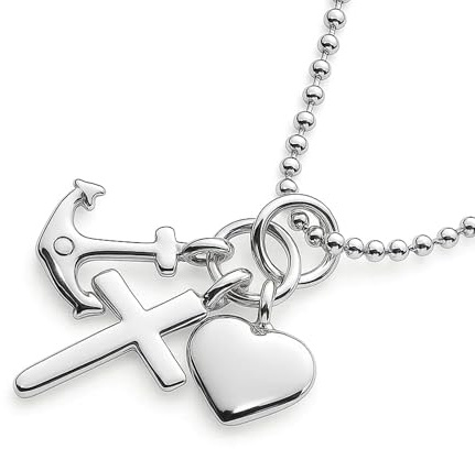 Kinderkette Aus 925 Sterling Silber Mit Glaubensanhänger Herz Kreuz Anker
