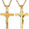 PROSTEEL Unisex Edelstahl Anhänger mit Halskette, Vintage Kruzifix Kreuz Jesus Christus Kettenanhänger mit 60cm Singapurkette, Gold