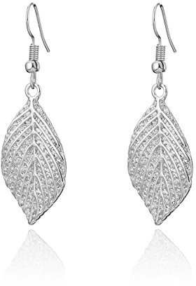 Ouran Dangle Earring, Leaf Drop Earring with Silver Plated Stainless Steel Hook, Rose Gold Plated Alloy, 1.25 Inch (3.2cm), Perfect for Women