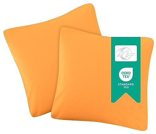 PremiumShop321 2er-Set Jersey Qualitäts Kissenbezug Kissenhülle 100% Baumwolle mit Reißverschluss in 18 Farben und 7 Größen (orange, 50x50 cm)