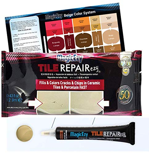 MagicEzy Tile RepairEzy (Honey Beige) - Ceramic Tile Repair Kit - Porcelain Tile Crack Repair Filler for Bathroom Floor Tiles, Counter Tops - Easy to Use. Strong and Durable.