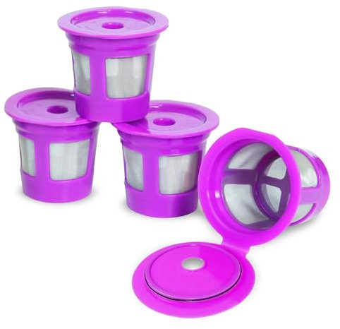 Perfect Pod Cafe Save Reusable K Cup Pod Coffee Filters - Refillable Coffee Pod Capsules with Built-In, Integrated Mesh Strainer for Use with Keurig & Select Single Cup Coffee Machines, 4-Pack