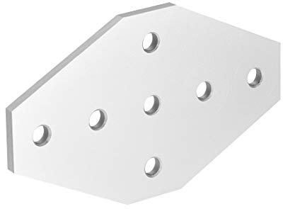sourcing map Placa de unión exterior, 100 mm x 60 mm x 4 mm con soporte de junta de 7 agujeros para perfil de aluminio 2020 (plata)