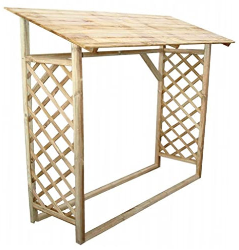 Milani Home s.r.l.s. Legnaia da Esterno Cm 180 X 66 X 152/177 H in Legno di Pino Verniciato in Autoclave Porta Legna Stipo