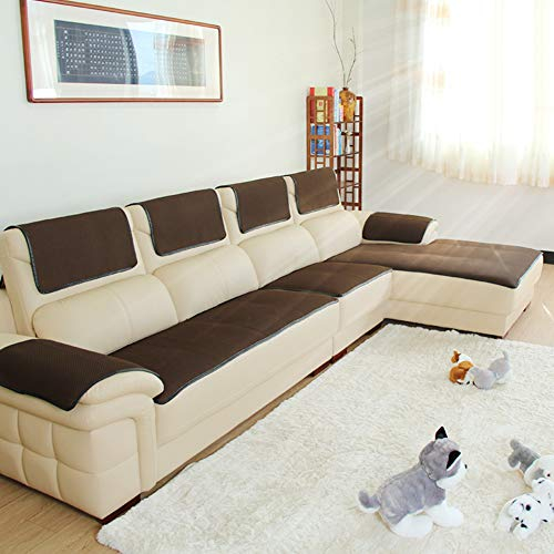 SDAMAIDENGDING Dick Sofa Abdeckung Für Ledersofa, rutschfeste Sofa Schutz Sofa Schonbezug Sofa Atmungsaktive Sofa Zu Werfen Sichern Und Armlehne Separat Erhältlich -Dunkelbraun 50x50cm(20x20inch)