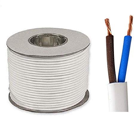 K M Electronics® 2 CORE Flat Mains Cable Wire Flex White 0.75MM 6A 6 AMP 5M