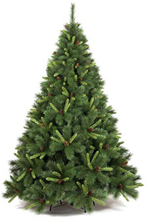 Tatone Fiori - Morena Albero di Natale Ecologico e ignifugo Verde Chiaro in PVC con Apertura Rami ad innesto, Altezza 210 cm, Supporto in Ferro