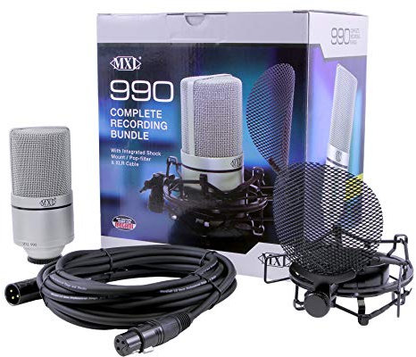 MXL 990 Microfono a condensatore a diaframma grande più rivoluzionario del settore del bundle completo