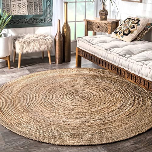 nuLOOM Rigo Jute-Teppich, handgewebt, natürlich, solides Bauernhaus-Design, Naturfaser, für Schlafzimmer, Wohnzimmer, Esszimmer, Flur, Büro, Küche, Eingangsbereich, 3 Stück