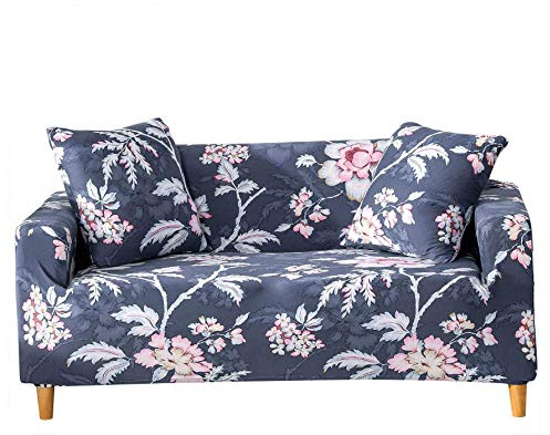 PANDAWDD Sofa-Überwürfe Sofa Abdeckung Sofabezug L-Form-Ecksofabezug Elastisch Für Wohnzimmer Bedruckter Bezug Für Sofabezüge Aus Stretch Mit 1/2/3/4 Sitzfläche Blauer Hirtenabdruck