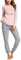 Sykooria Pyjama Femme Hiver Coton Vêtements de Nuit à Manches Longues Col Rond Ensemble 2 Pièces Doux et Confortable Rose S