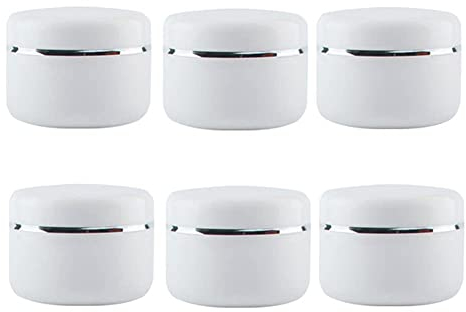 Lot de 6 flacons Ronds en Plastique Blanc vides de 100 ML avec Doublure intérieure et Couvercle à vis Rechargeables pour Maquillage crème Fard à paupières baume à lèvres Lotion de Rangement
