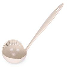MANSIFANG Macaron Plástico Cuchara De Cocina Manija Grande Creativo De La Cocina del Hogar del Vajilla Comer Cuchara Colador (Color : Beige)