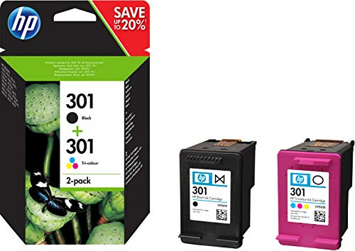 HP 301 2-pack Black/Tri-colour Original Ink Cartridges Combo pack Page Yield B 170/Tri 150 (P/N N9J72AE)