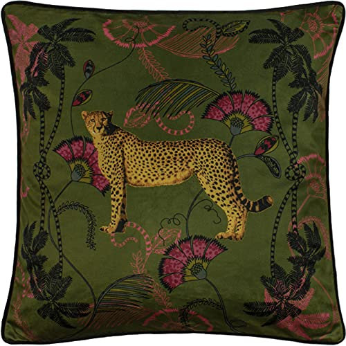 Paoletti Tropica Cheetah Kissenbezug, Polyester, Khaki, 45 x 45cm