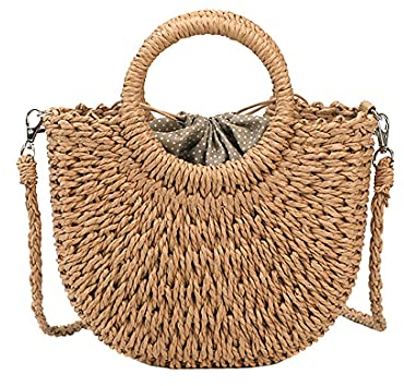 Straw Bag for Women Summer Handwoven Tote Bag Rattan Handbag Hollow Boho Style Clutch Purse for Beach Travel Daily Use (brown)