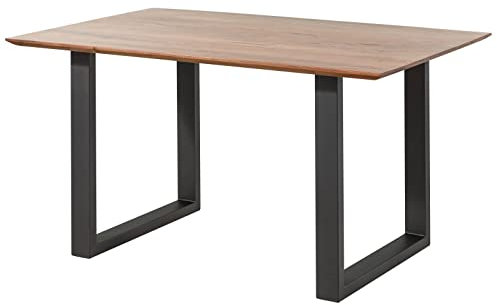 MASSIVMOEBEL24.DE Esstisch Akazie 160x90 Natur lackiert/U-Beine Anth. matt Swiss Edge
