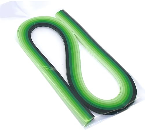 ODETOJOY Quilling Papierstreifen Farbverlauf 5mm Grün, Bastelpapier Filigrana Farbrampen chromatisch Crescendo, 120 Stück Länge 54cm