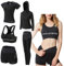 ODWTMRK Jogginganzug Damen Sport Sportbekleidung 5er-Set Trainingsanzug Yoga Kleidung Anzug Laufbekleidung Gym Fitness Kleidung (Schwarz-B, L)