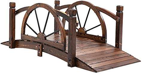 Outsunny 1.5m Wooden Garden Bridge with Safety Guardrail
