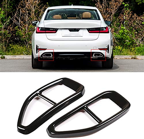 MYDH Auspuffblenden Für BMW G20 G28 2019-2020 Edelstahlauto-Auspuffrohr Hals-Khroat-Dekorrahmen-Trimmabdeckung Auspuff Endrohr (Farbe : Schwarz)