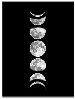 Jenngaoo Peinture d'art Mural Phase de Lune, Phases de Lune Peinture Peintures sans Monture Noire Blanc Art Impressions Affiche pour Décorations pour la Maison 40x30cm(Noir 090-2)