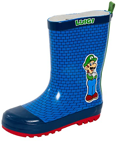 Super Mario Mario Jungen Brothers Gummistiefel Kinder Nintendo Wellies Regenschuhe Gummistiefel Gummistiefel, Blauer Stein, 34 EU